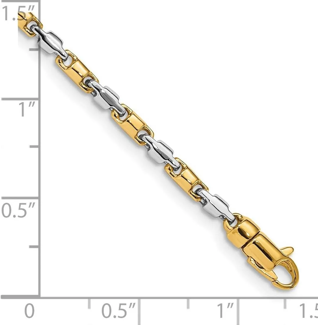 JewelryWeb 14k Two Tone Solid Polished Fancy Lobster Closure Gold 2.25mm-Fancy Link Chain Bracelet-Link-Bracelet for Women and Men
