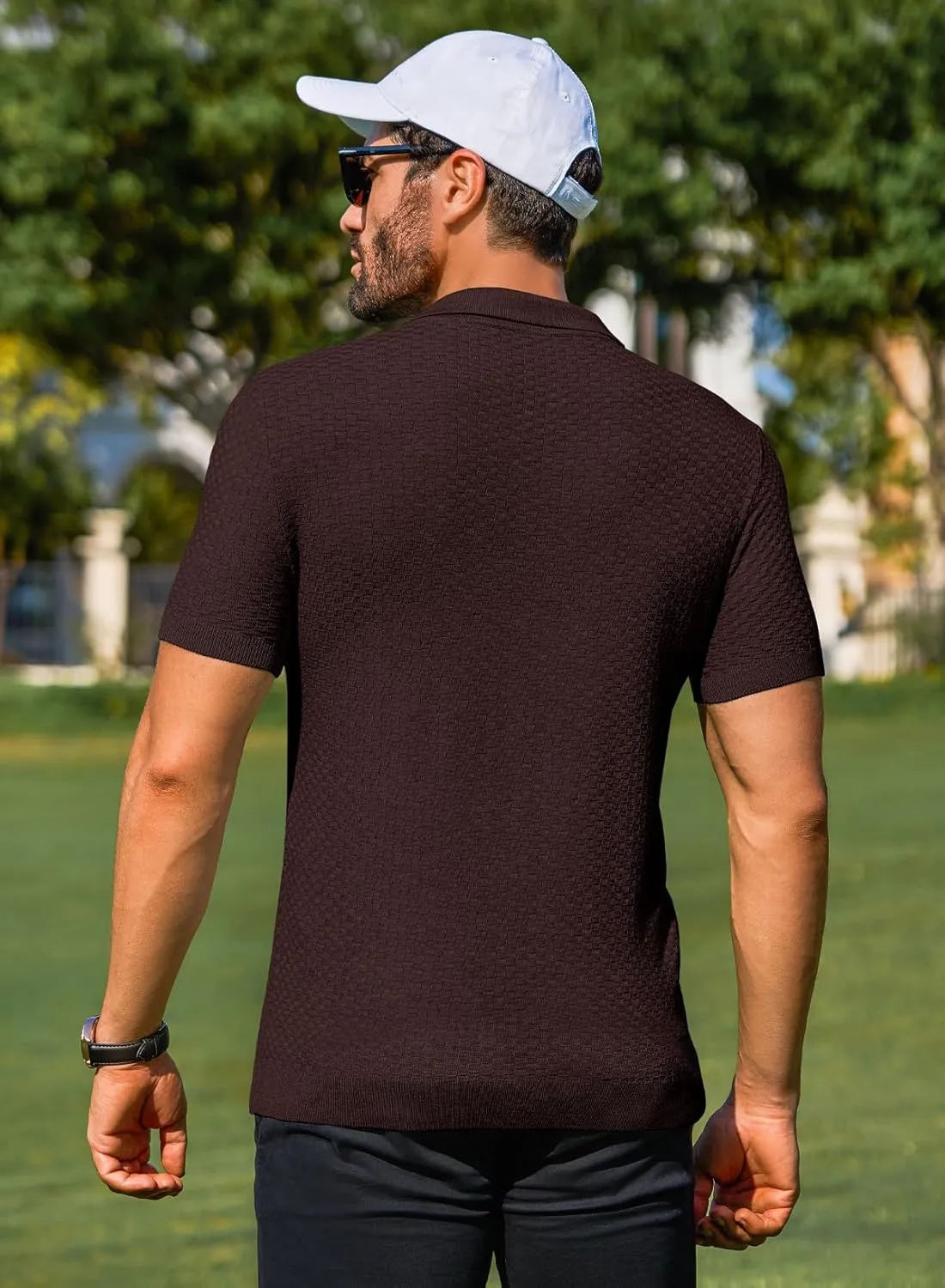 JMIERR Mens Knit Polo Shirts Classic Button Basic Textured T Shirts Casual Slim Fit Short Sleeve Summer Golf Tee Shirt