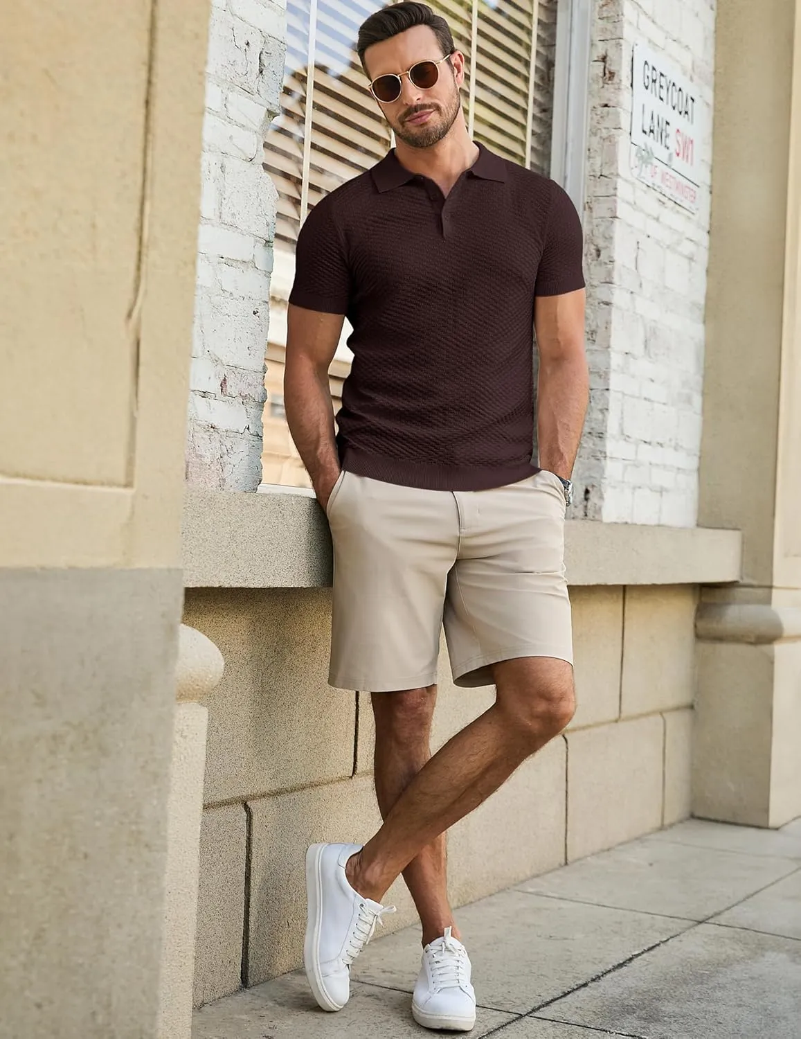 JMIERR Mens Knit Polo Shirts Classic Button Basic Textured T Shirts Casual Slim Fit Short Sleeve Summer Golf Tee Shirt
