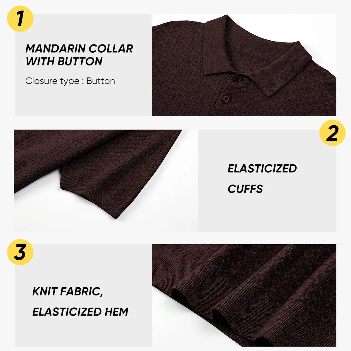 JMIERR Mens Knit Polo Shirts Classic Button Basic Textured T Shirts Casual Slim Fit Short Sleeve Summer Golf Tee Shirt