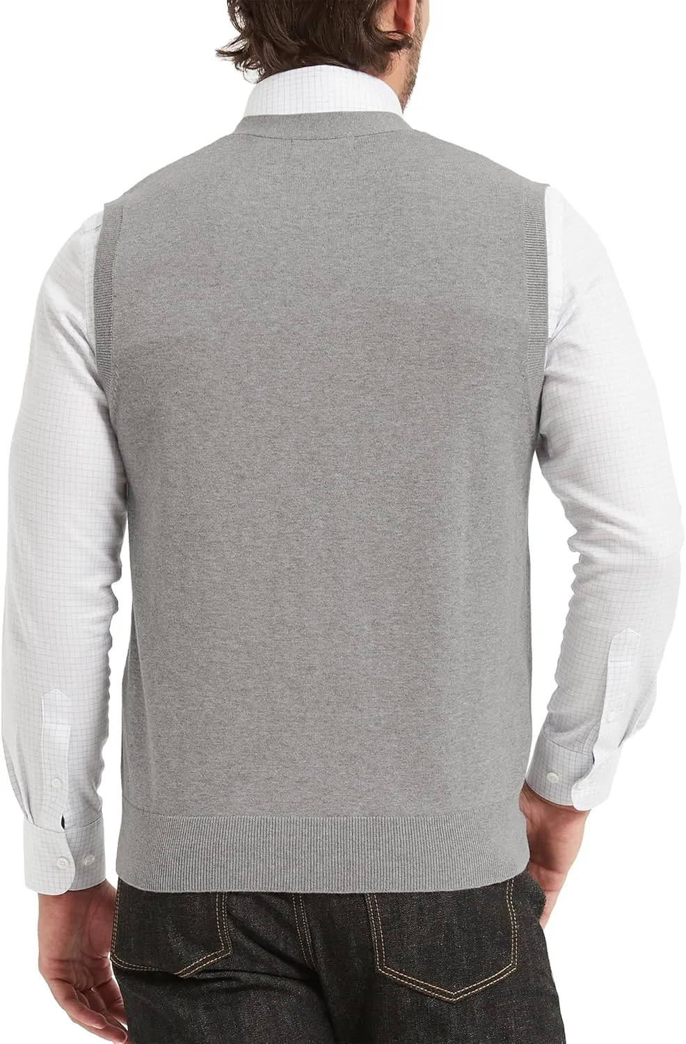 Kallspin Mens Button Down Sweater Vest Lightweight Knitted Pure Cotton V-Neck Sleeveless Cardigans