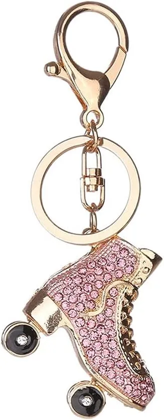 Keyring Bag Charm Pendant Keys Holder Roller Skates Shoe Crystal Keychain Jewelry Key Chain Women Girl Gifts (Color : B) (A)