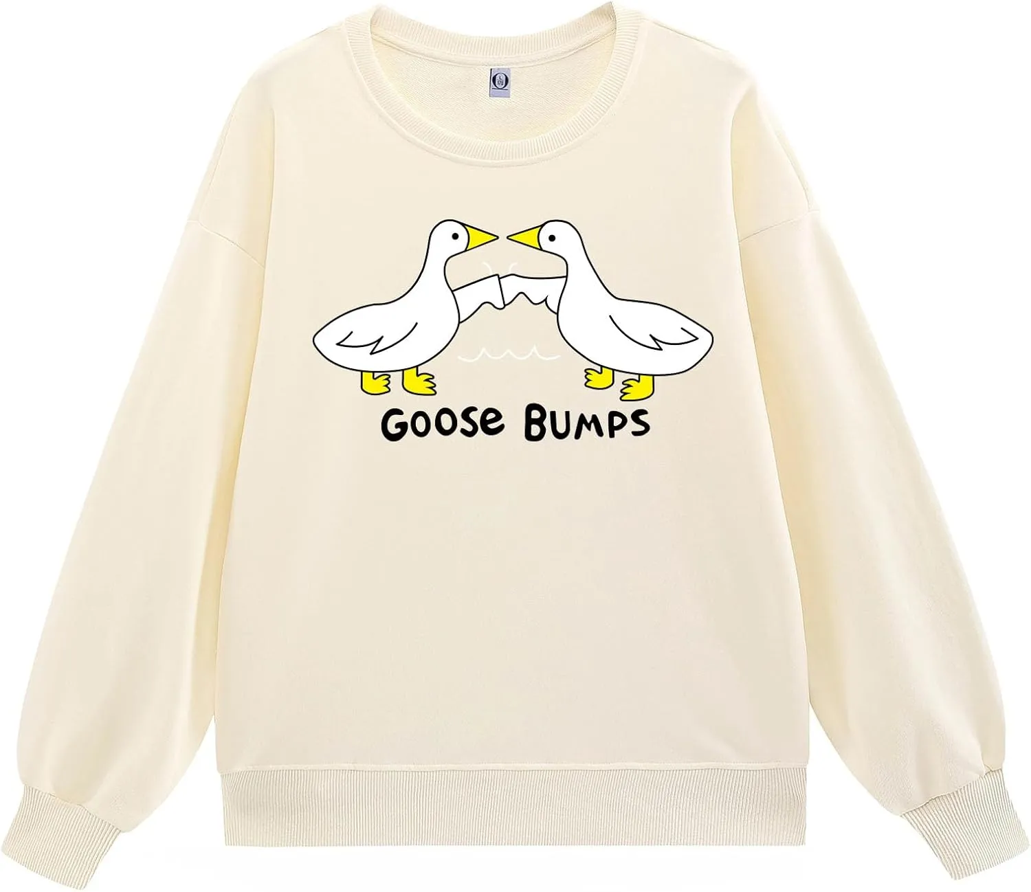 KIEKIECOO Funny Graphic Duck Crewneck Sweatshirts for Women Aesthetic Soft Long Sleeve Pullover Preppy Cute Fall Sweater