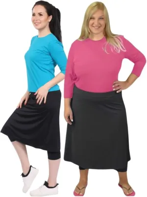 Kosher Casual Athletic Skirt with Leggings, Long Midi Length Sports & Swim Skirt