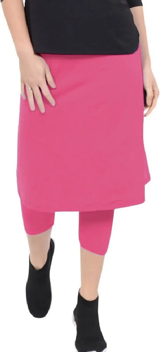 Kosher Casual Athletic Skirt with Leggings, Long Midi Length Sports & Swim Skirt