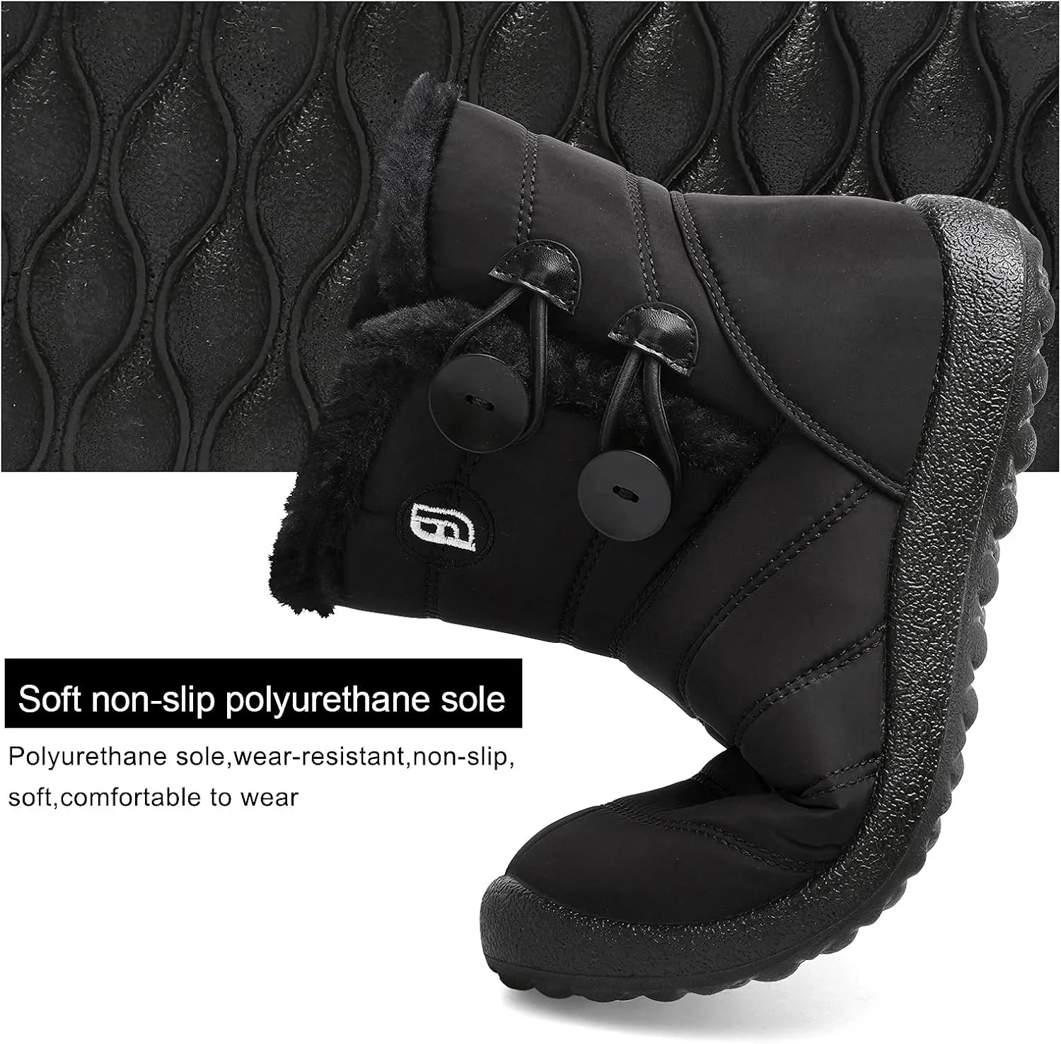 L-RUN Womens Winter Snow Boots Fur Lined Warm Ankle Boots Slip on Men's Snow Ankle Boots Lightweight Outdoor Footwear