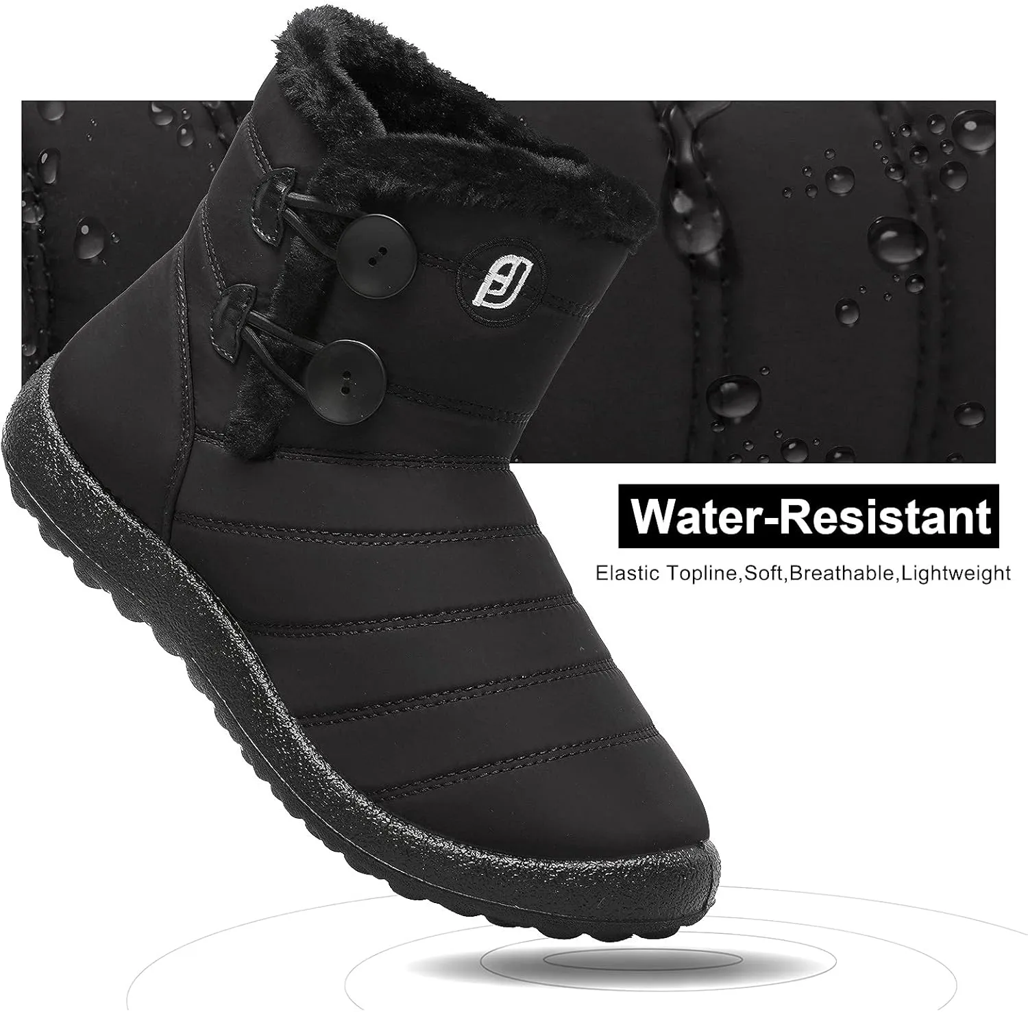 L-RUN Womens Winter Snow Boots Fur Lined Warm Ankle Boots Slip on Men's Snow Ankle Boots Lightweight Outdoor Footwear