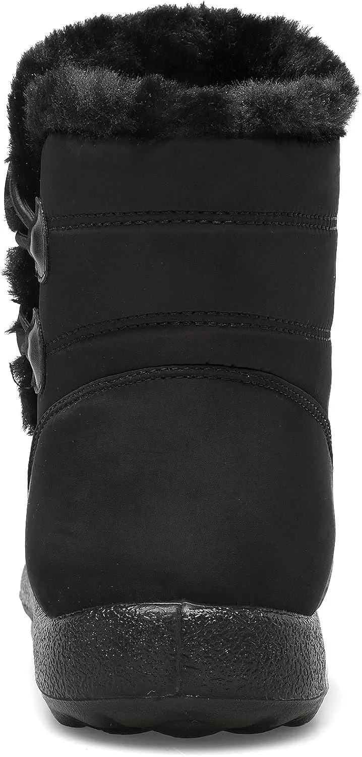 L-RUN Womens Winter Snow Boots Fur Lined Warm Ankle Boots Slip on Men's Snow Ankle Boots Lightweight Outdoor Footwear