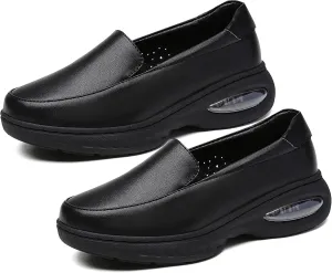 Ladies Nurse Shoes Anti Slip Comfortable Restaurant Service Shoes Breathable Soft Sole Women's Work Shoes Lightweight Casual Walking Leather Women's Shoes