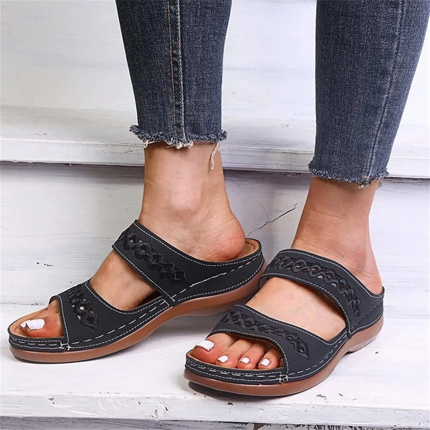 Ladmiple Sandals Women Dressy Summer Flat Cute Casual Beach Shoes Fashion Orthotic Slides Slip On Orthopedic Slippers 2025