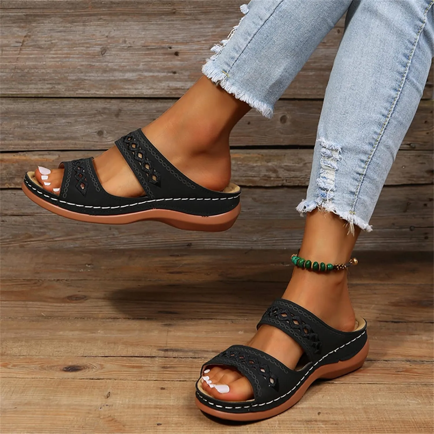 Ladmiple Sandals Women Dressy Summer Flat Cute Casual Beach Shoes Fashion Orthotic Slides Slip On Orthopedic Slippers 2025