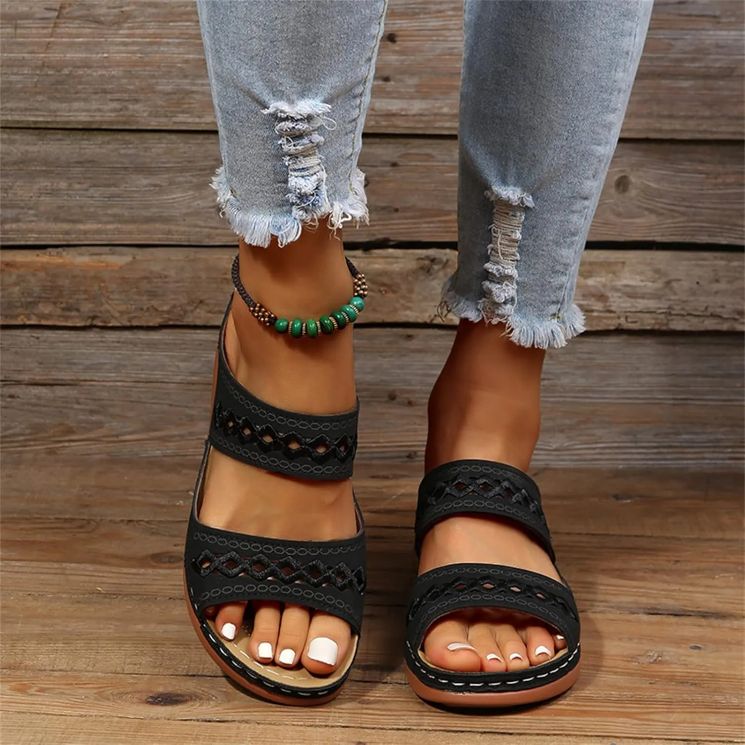 Ladmiple Sandals Women Dressy Summer Flat Cute Casual Beach Shoes Fashion Orthotic Slides Slip On Orthopedic Slippers 2025