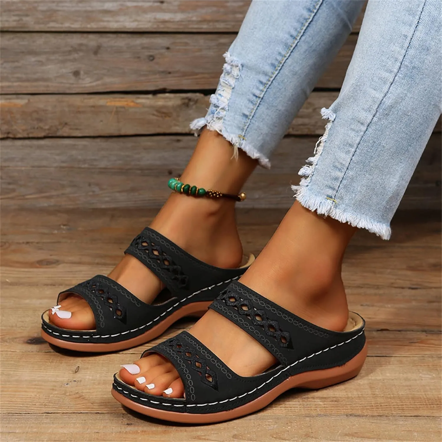 Ladmiple Sandals Women Dressy Summer Flat Cute Casual Beach Shoes Fashion Orthotic Slides Slip On Orthopedic Slippers 2025