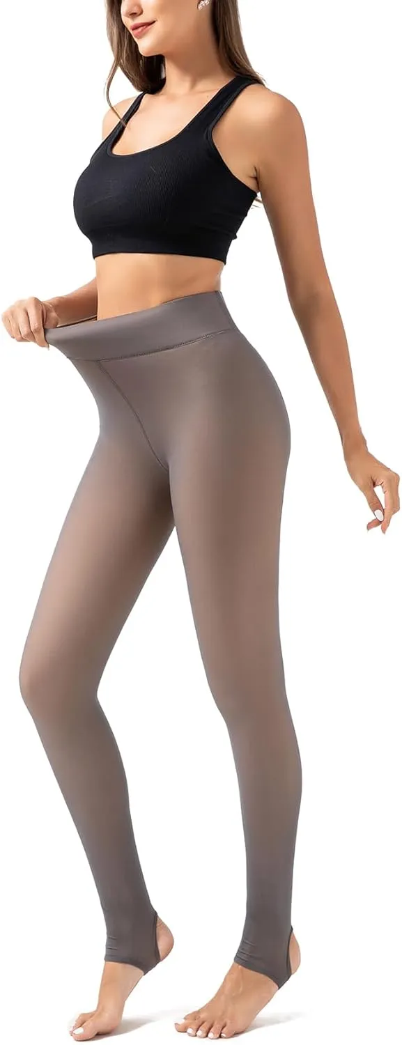 Laeyzuo Women's High Waisted Fleece Lined Leggings Pants Winter Elastic Warm Thick Tights