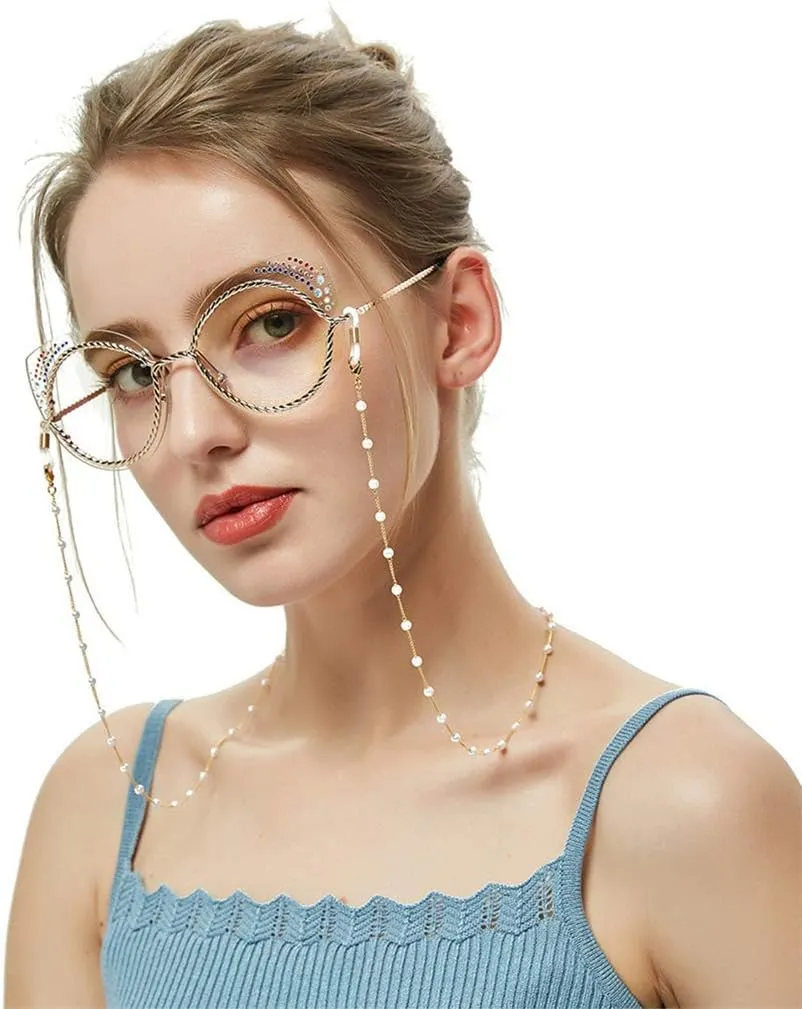 LANG XUAN Pearl Eyeglass Chains Glasses Reading Eyeglasses Holder Strap Cords Lanyards - Eyewear Retainer for Women