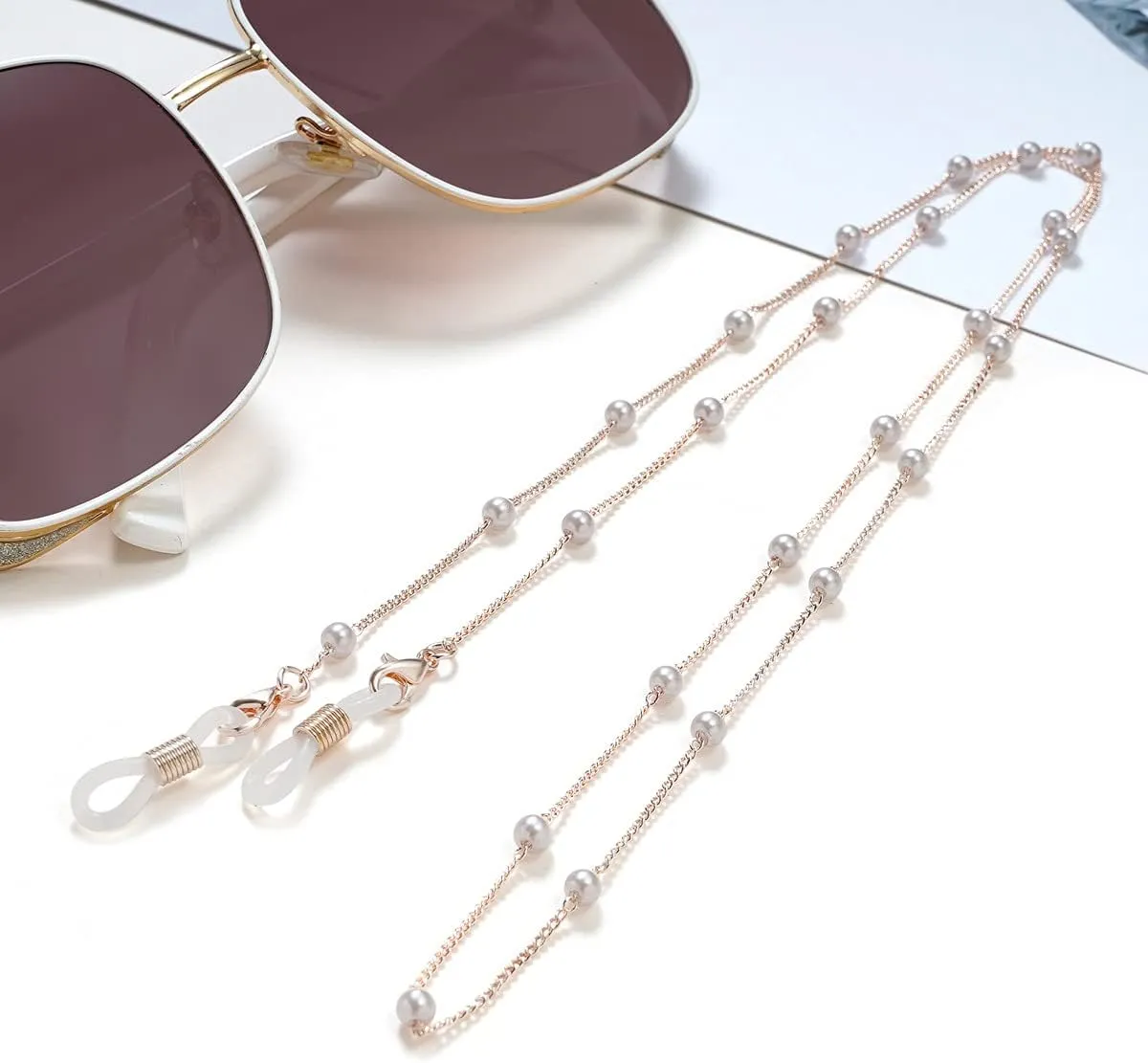 LANG XUAN Pearl Eyeglass Chains Glasses Reading Eyeglasses Holder Strap Cords Lanyards - Eyewear Retainer for Women