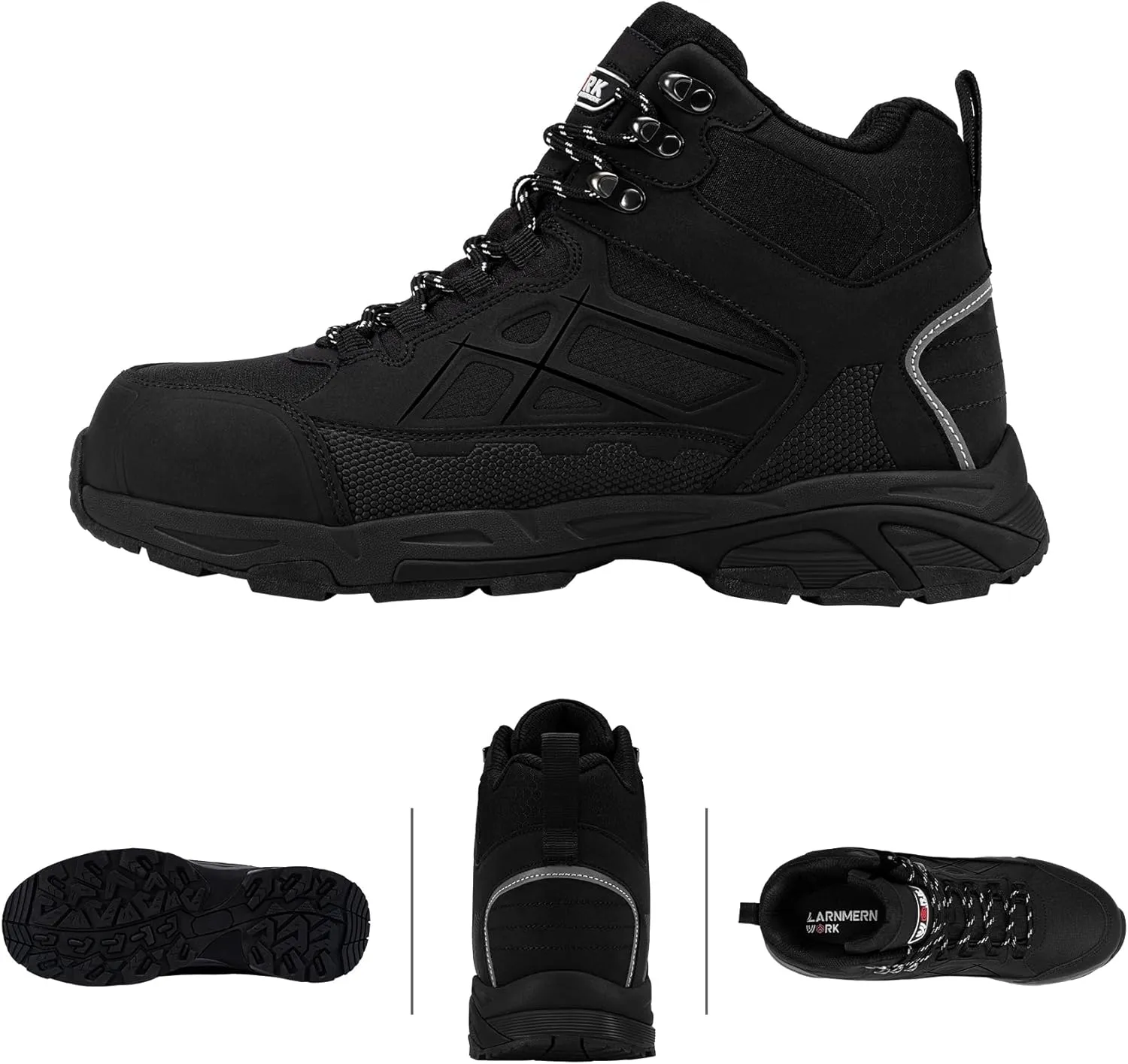 LARNMERN Steel Toe Boots for Women Lightweight Industrial Construction Boots Work Safety Shoes Hiking Boots Indestructible Shoes