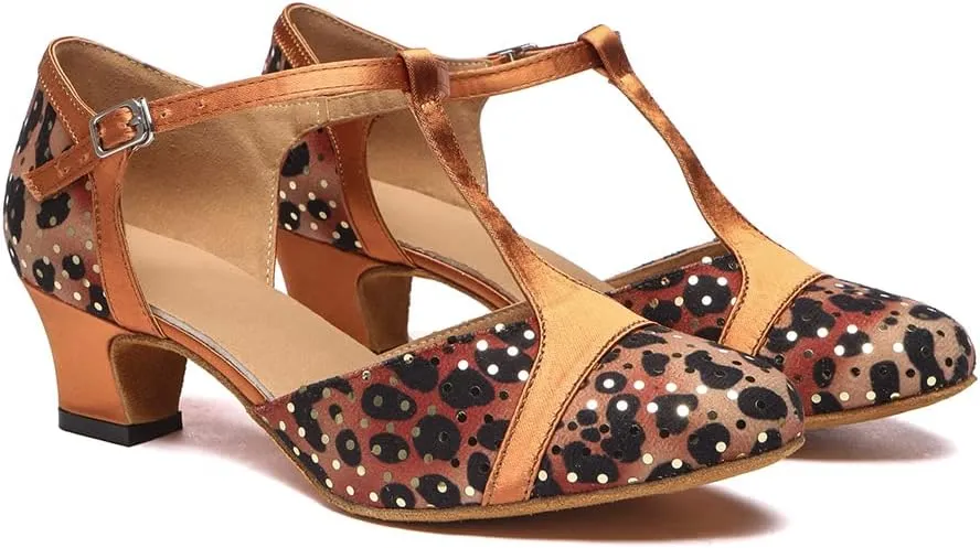 Latin Dance Shoes for Women Closed Toe Ballroom Salsa Tango Practice Ankle Strap Dancing Shoes,YC-L557-1.75" heel