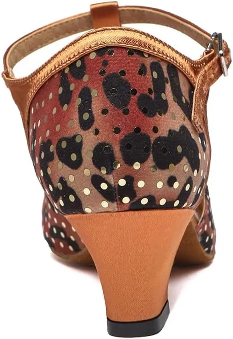 Latin Dance Shoes for Women Closed Toe Ballroom Salsa Tango Practice Ankle Strap Dancing Shoes,YC-L557-1.75" heel