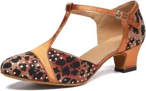 Latin Dance Shoes for Women Closed Toe Ballroom Salsa Tango Practice Ankle Strap Dancing Shoes,YC-L557-1.75" heel