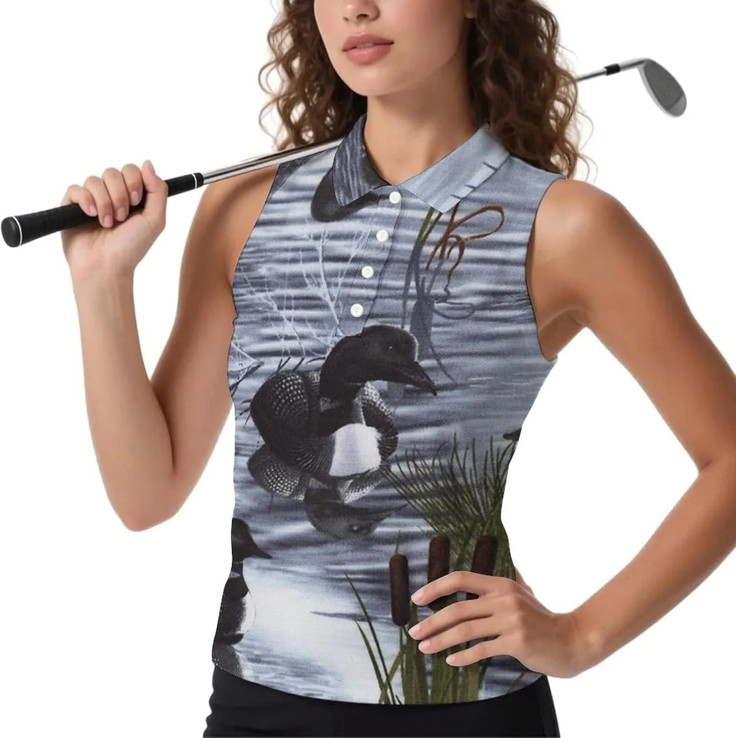 Loons Duck Women's Sleeveless Golf Polo Shirts Athletic Tank Tops