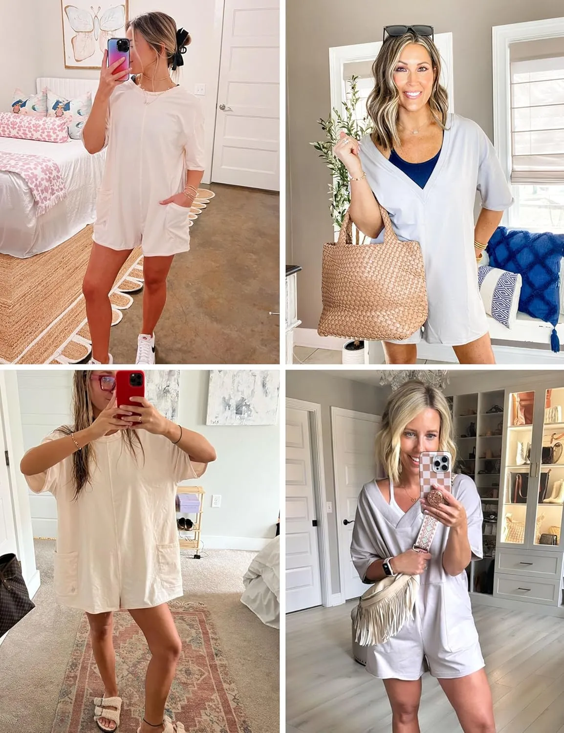 LTSCNRM Womens Tee Rompers Casual One Piece Hot Shot Oversized Overall Short Sleeve Reversible Athletic Workout Pockets