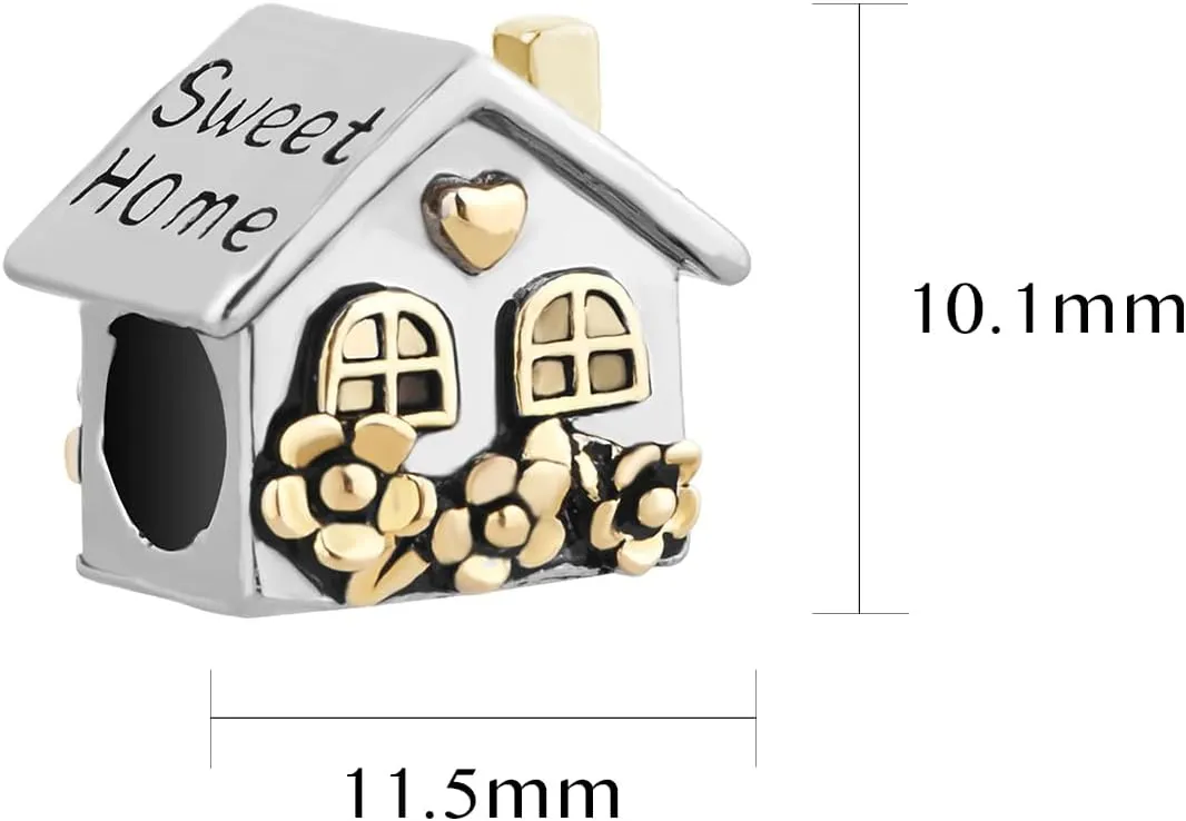 Lucky Clover Heart Charm for Bracelets Necklaces Pendants Rose Gold Silver Two tone Lucky Charm Bead gift bead for Women Family Sister Wife