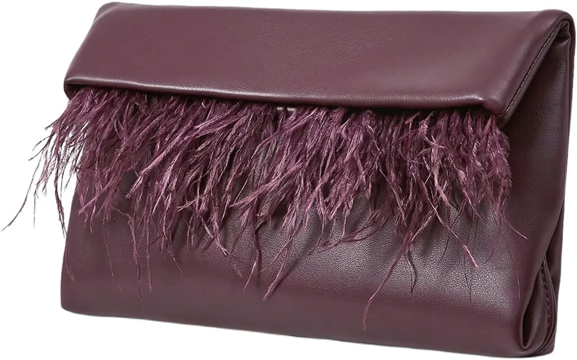 MakeMeChic Women's Fringe Trim Handbags PU Leather Clutch Bags Underarm Square Evening Bag