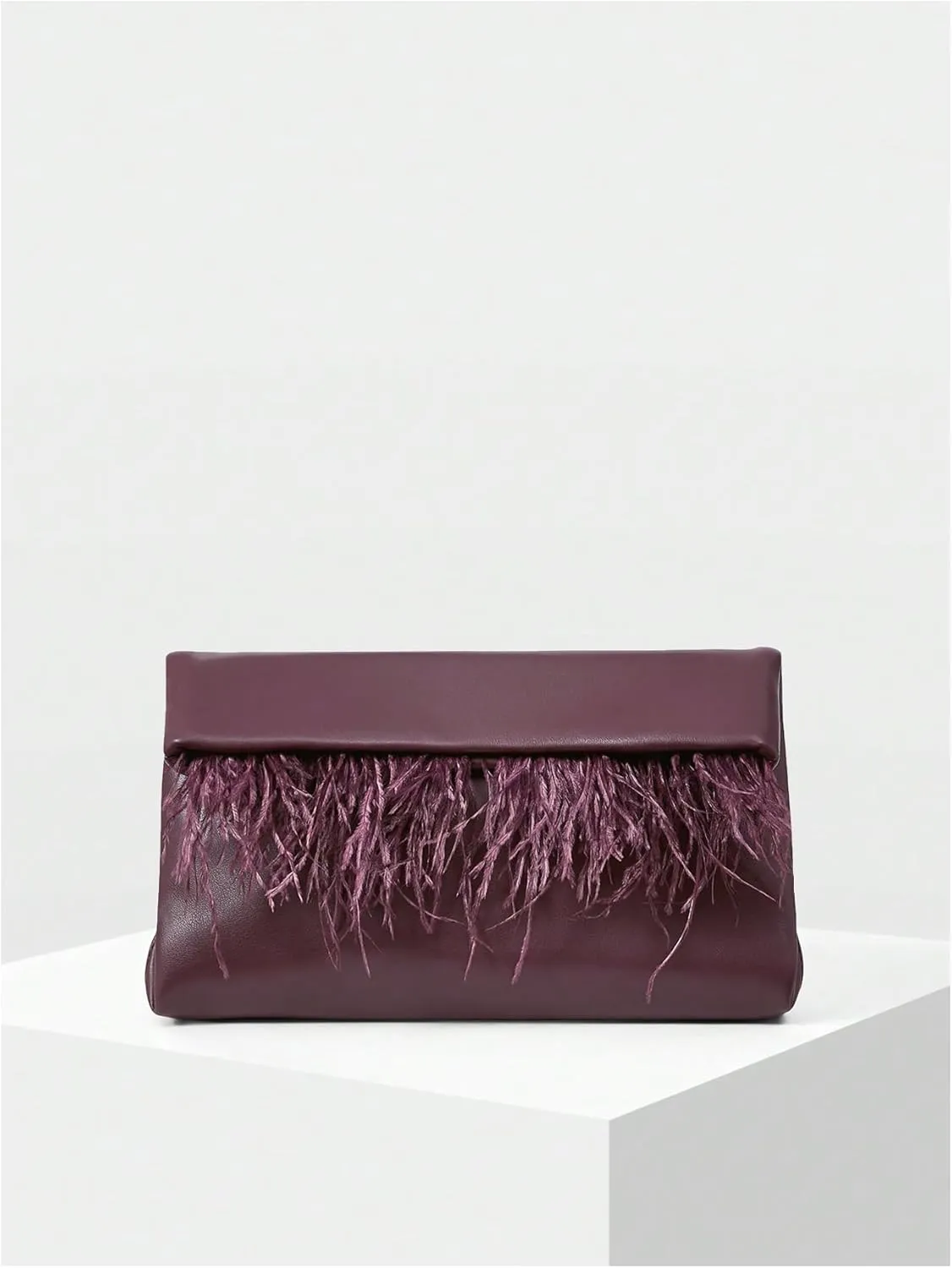 MakeMeChic Women's Fringe Trim Handbags PU Leather Clutch Bags Underarm Square Evening Bag