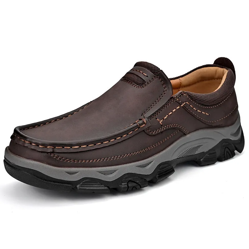 Male PU Plus Size Leather Shoes Outdoor Hiking Shoes