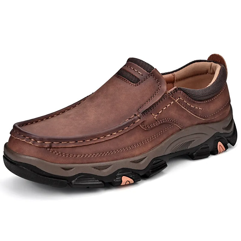 Male PU Plus Size Leather Shoes Outdoor Hiking Shoes