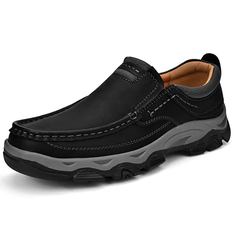 Male PU Plus Size Leather Shoes Outdoor Hiking Shoes