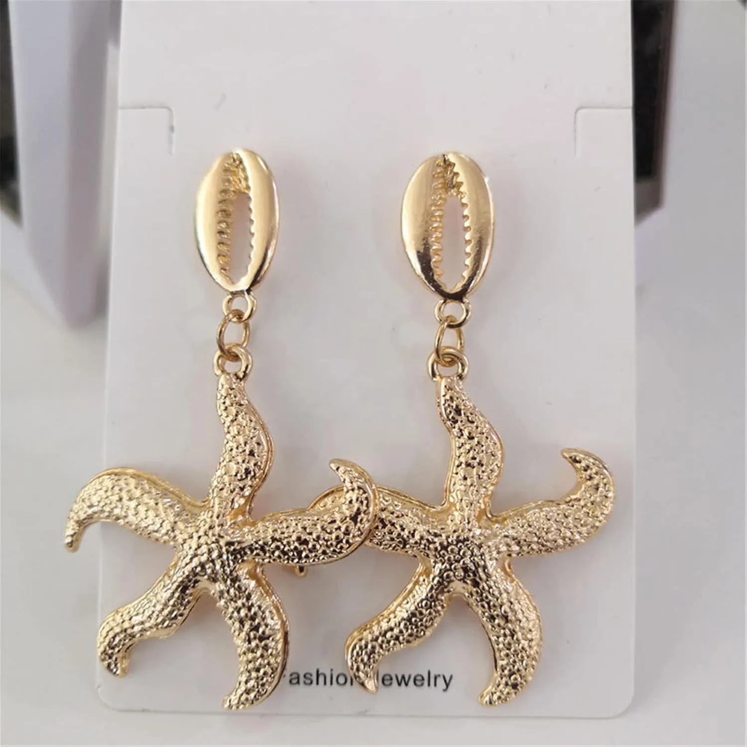 MALOYANVE Starfish Earrings for Women Unique 14K Gold Plated Boho Sea Shell Conch Starfish Dangle Drop Earrings Beach Ocean Summer Jewelry Gifts