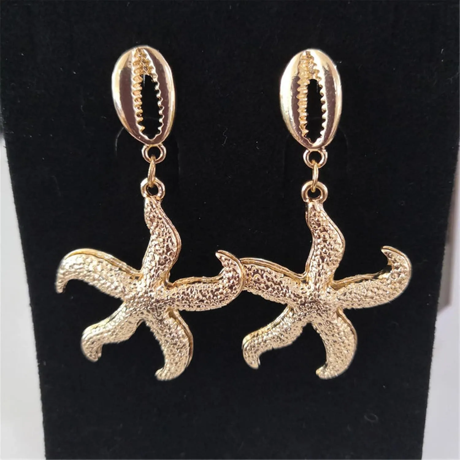 MALOYANVE Starfish Earrings for Women Unique 14K Gold Plated Boho Sea Shell Conch Starfish Dangle Drop Earrings Beach Ocean Summer Jewelry Gifts