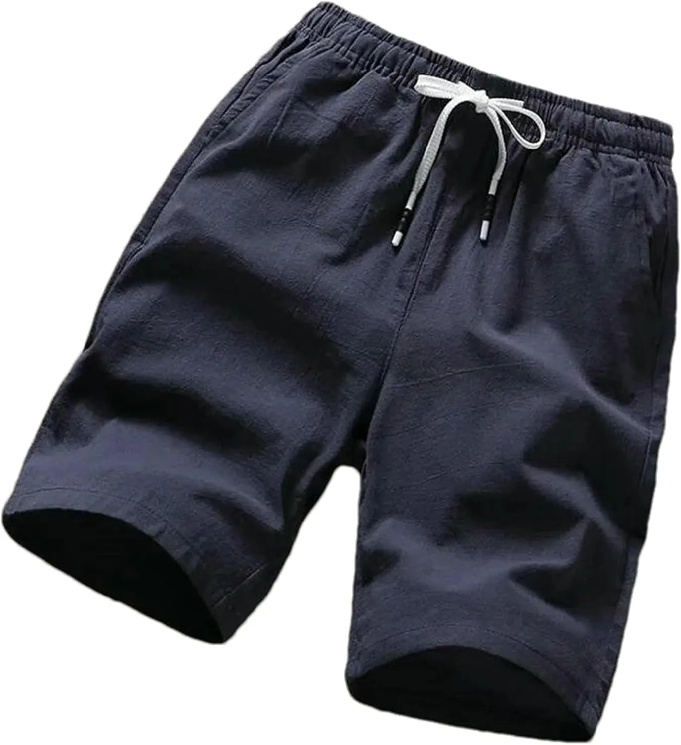 Men Shorts Slim Fit Summer Cotton Linen Knee Length Breathable Male Clothing Straight Shorts