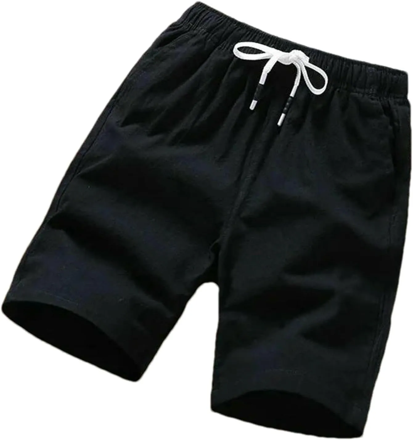 Men Shorts Slim Fit Summer Cotton Linen Knee Length Breathable Male Clothing Straight Shorts