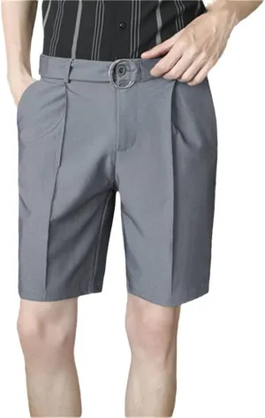 Men Summer Pleated Shorts Korean Casual Work Wear Breathable Slim Fit Bermudas Shorts White