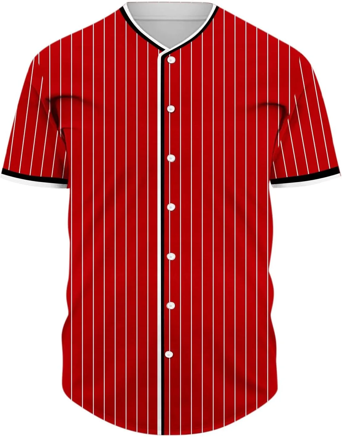 Men's Baseball Jersey Button Down Shirts Plain Stripes Active Team Sports Uniform V Neck Summer Short Sleeve Tops
