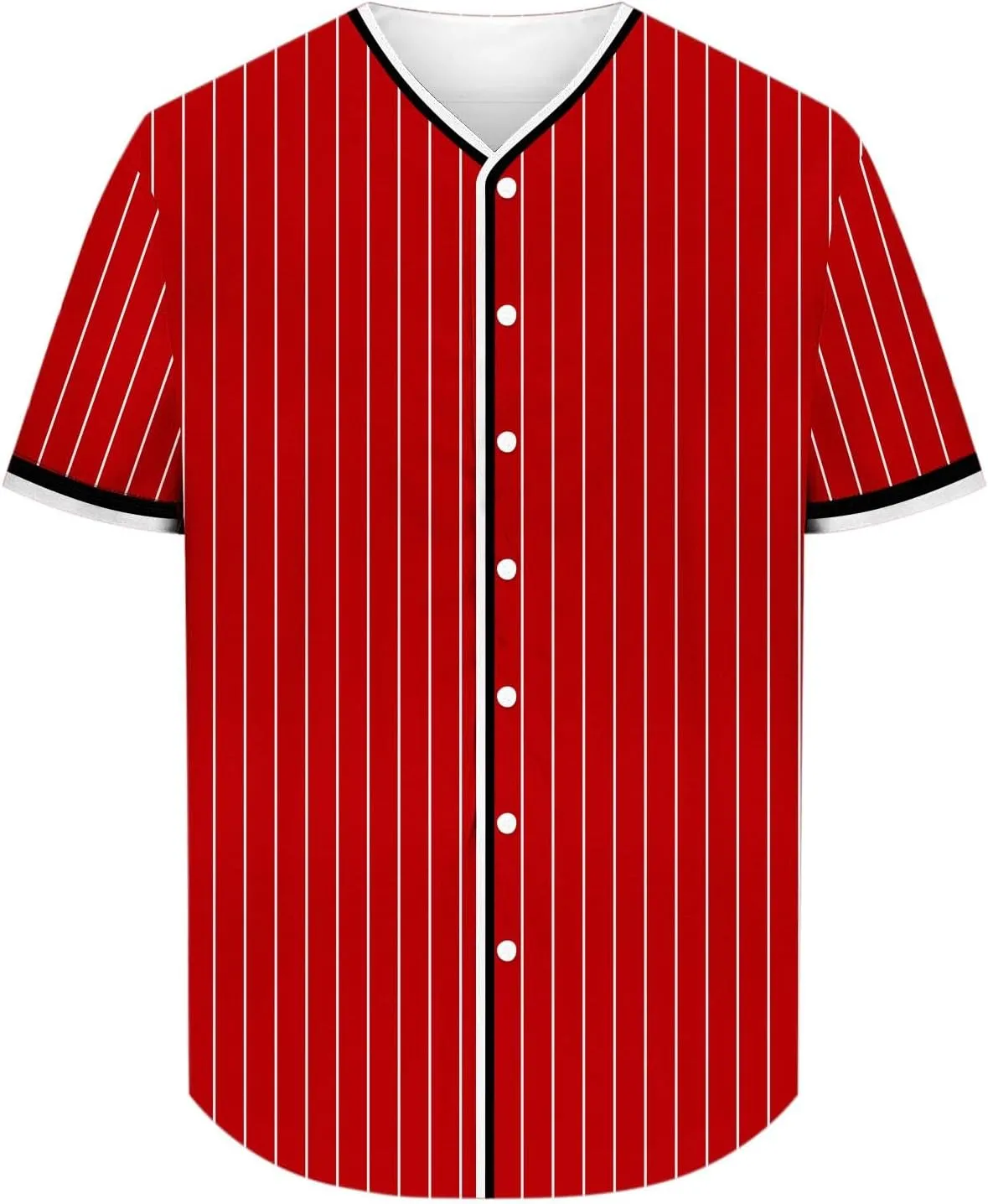 Men's Baseball Jersey Button Down Shirts Plain Stripes Active Team Sports Uniform V Neck Summer Short Sleeve Tops