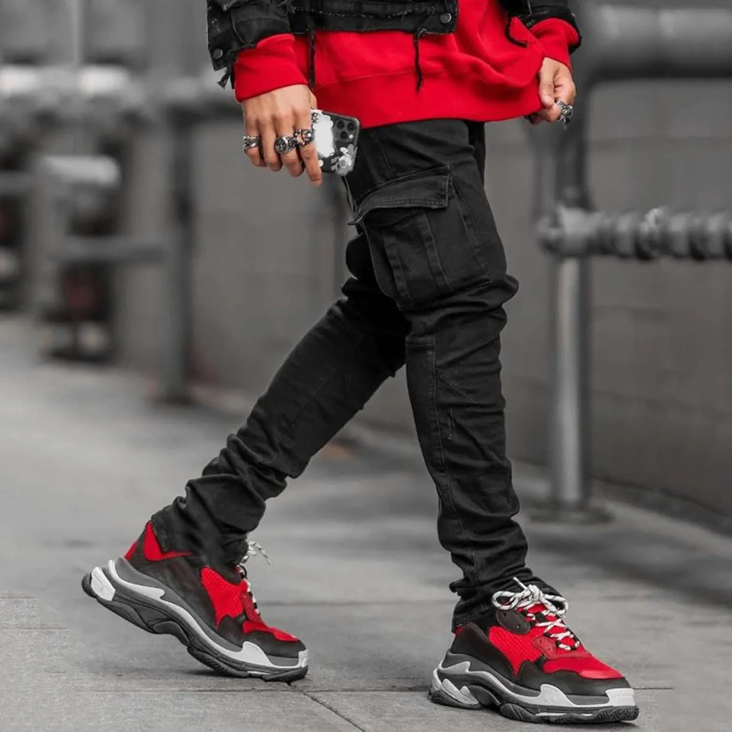 Mens Cargo Sweatpants Relaxed Tooling Multi-pocket Men's Color Men's pants Hiking Sweatpants Casual Athletic Jogger