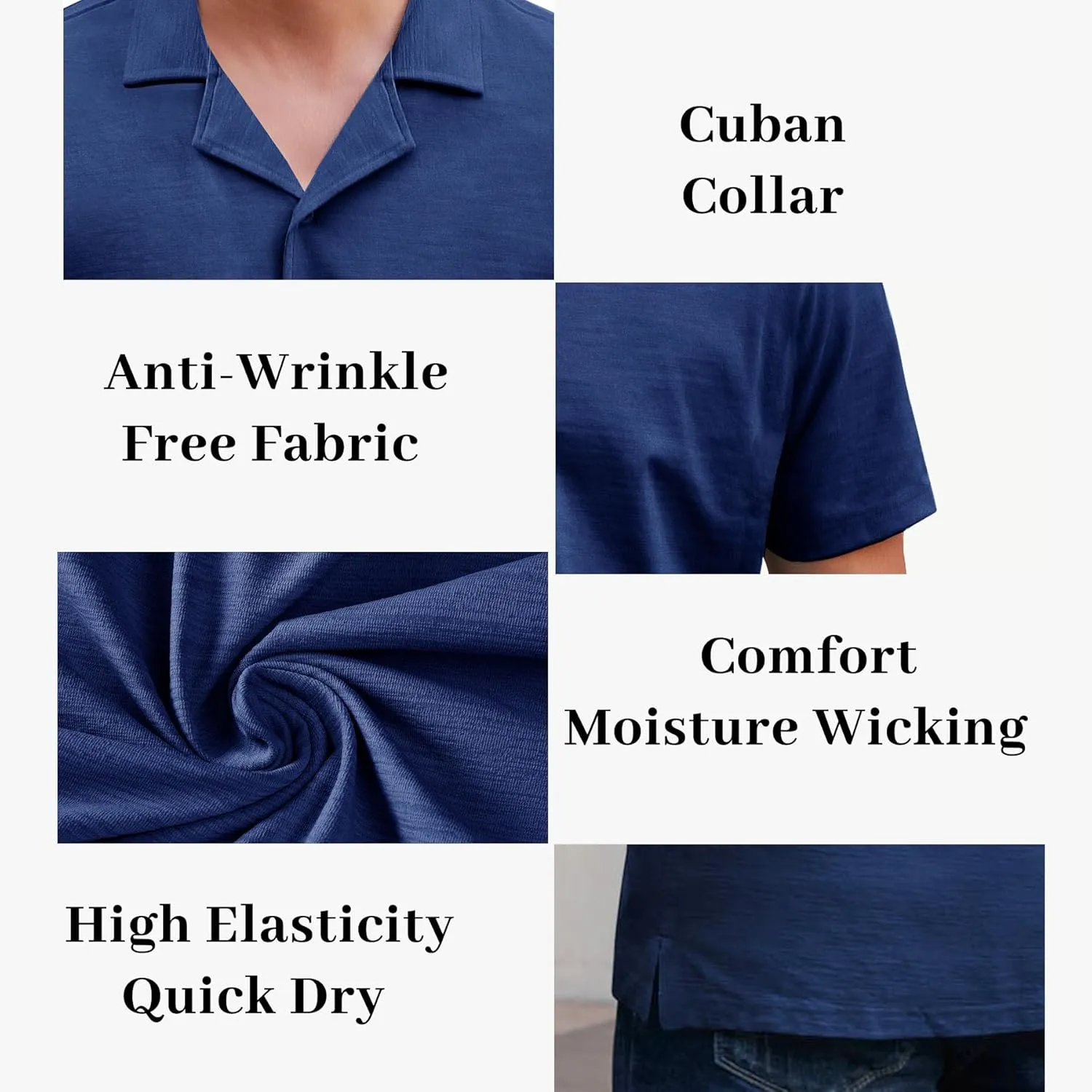 Men's Casual Button Down Untucked Shirts Short Sleeve Summer Beach Textured Wrinkle Free Stretch Dress Shirt