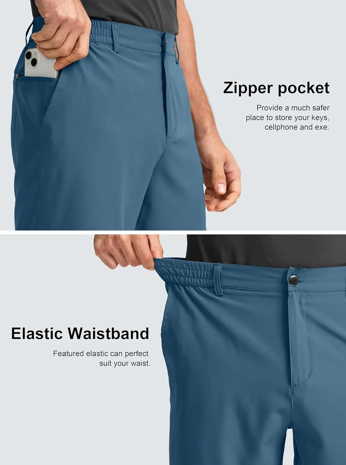 Men's Casual Shorts 7" Lightweight Golf Shorts for Men Stretch with 3 Pockets Quick Dry Breathable Work Shorts