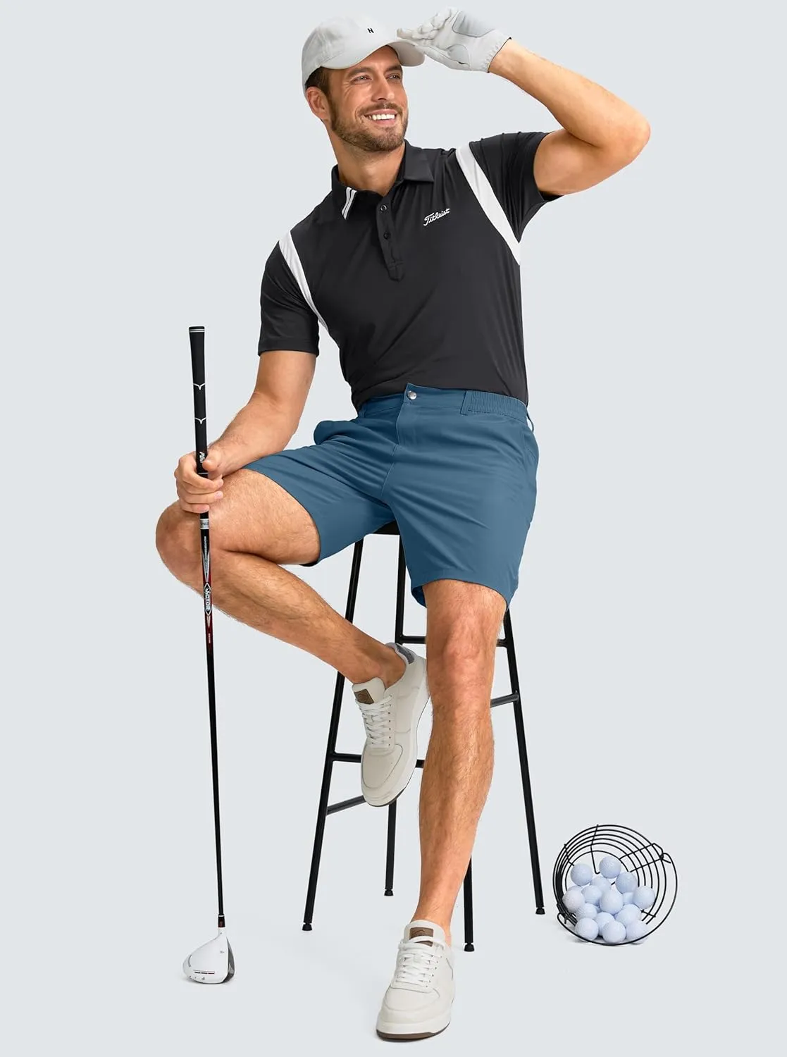 Men's Casual Shorts 7" Lightweight Golf Shorts for Men Stretch with 3 Pockets Quick Dry Breathable Work Shorts