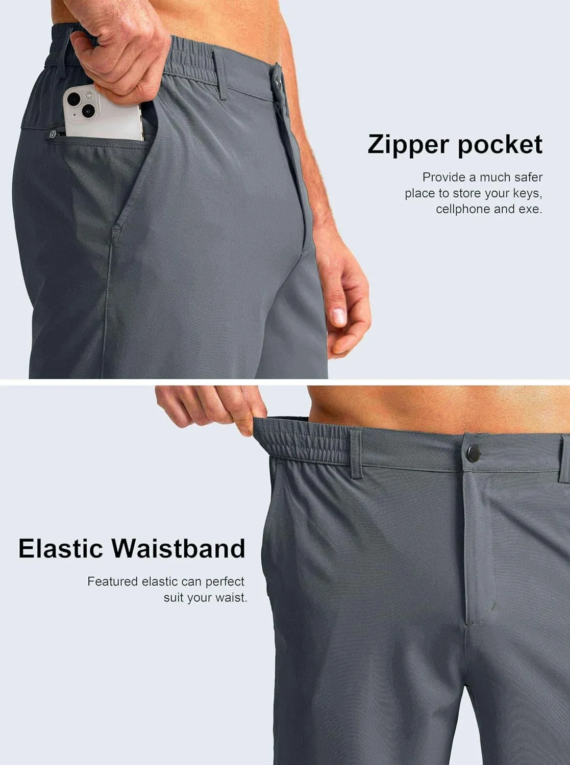 Men's Casual Shorts 7" Lightweight Golf Shorts for Men Stretch with 3 Pockets Quick Dry Breathable Work Shorts