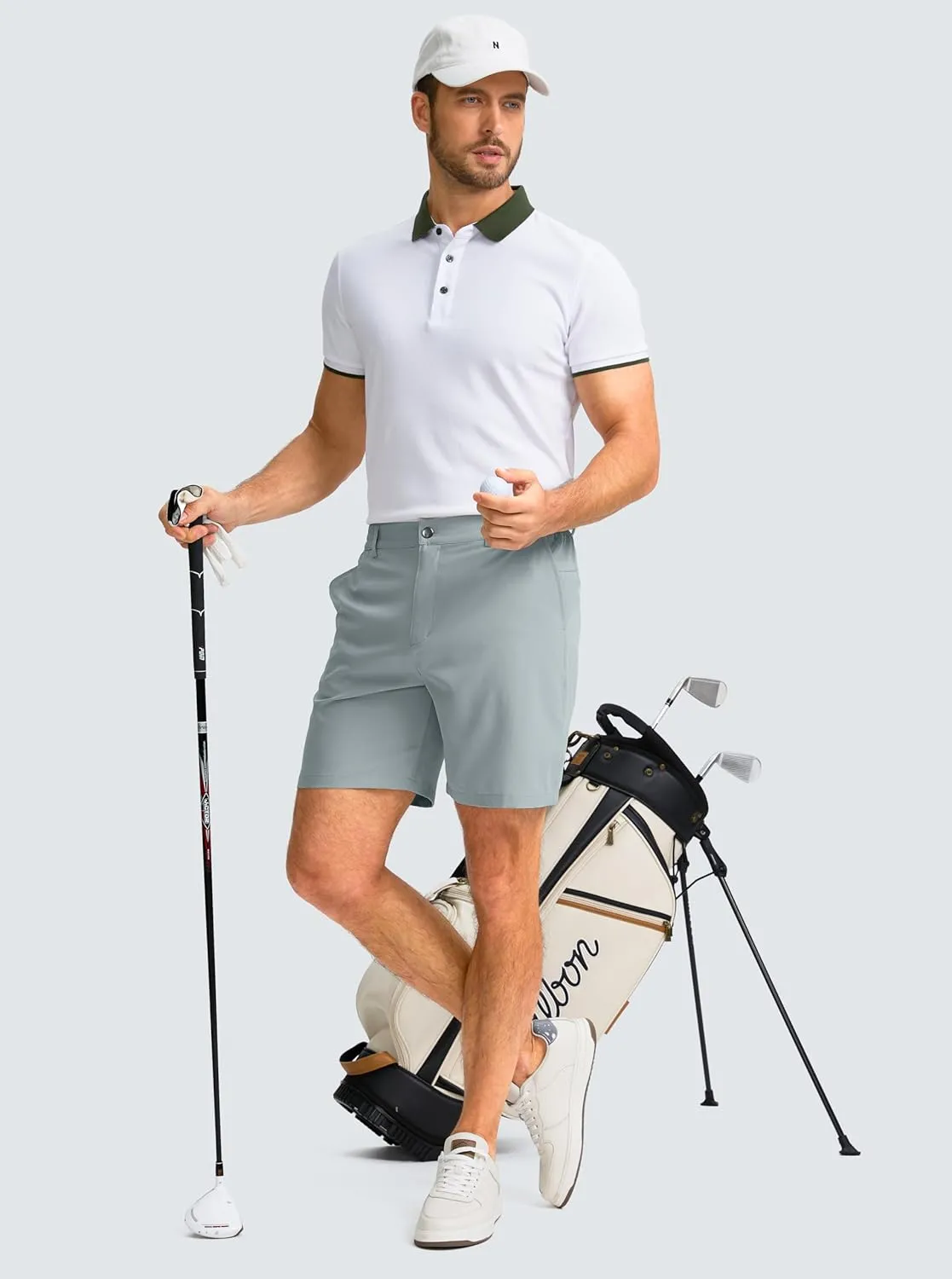 Men's Casual Shorts 7" Lightweight Golf Shorts for Men Stretch with 3 Pockets Quick Dry Breathable Work Shorts