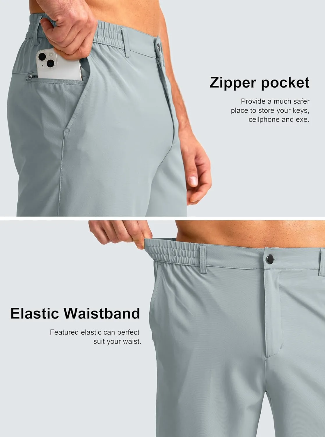 Men's Casual Shorts 7" Lightweight Golf Shorts for Men Stretch with 3 Pockets Quick Dry Breathable Work Shorts