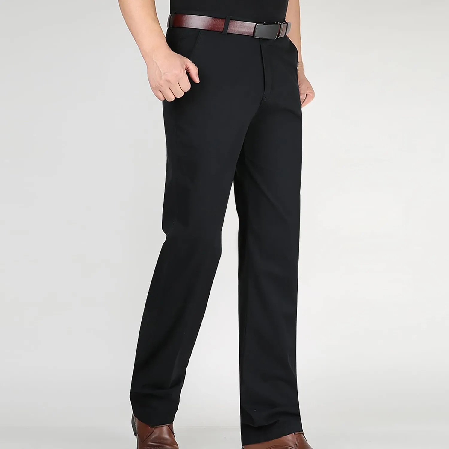 Mens Dress Pants Casual Business Relaxed Fit Leisure Khaki Pant Expandable Waist Flat Front Trousers with Pocket 2025