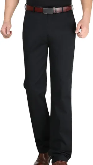 Mens Dress Pants Casual Business Relaxed Fit Leisure Khaki Pant Expandable Waist Flat Front Trousers with Pocket 2025
