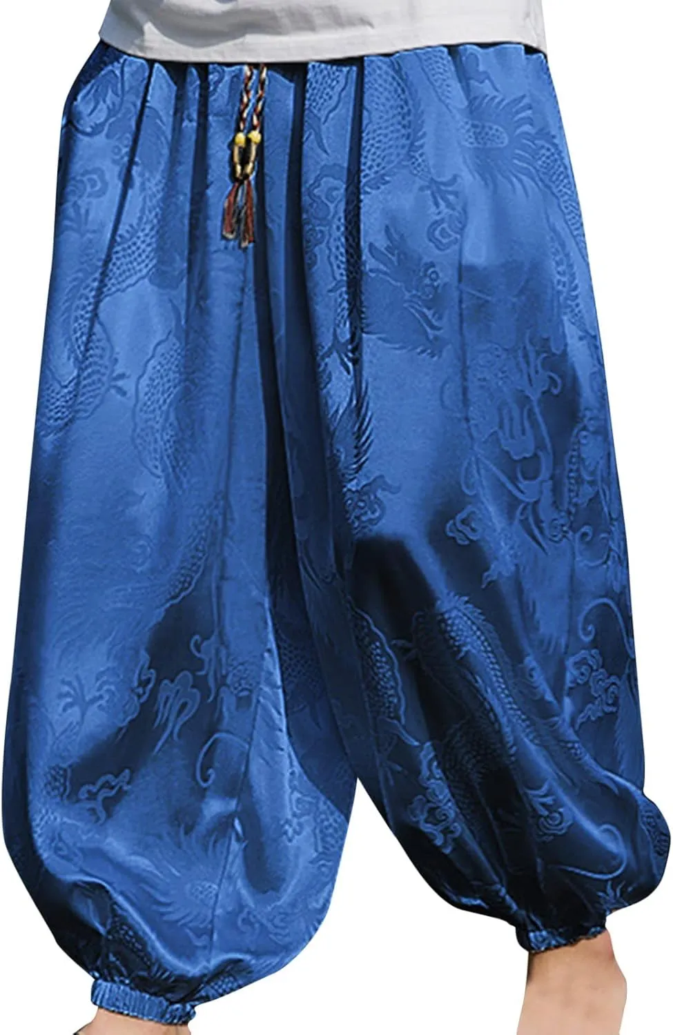 Men's Fashion Harlan Pants with Pockets Printing Drawstring Loose Fit Harlan Classic Comfortable Cotton Trousers