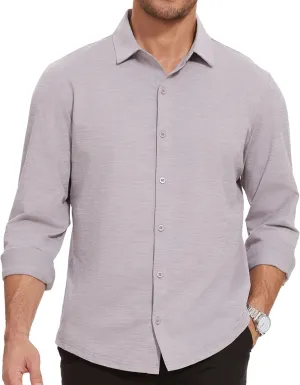 Men's Long Sleeve Casual Button Down Shirts Untucked Shirts for Men Business Stretch Wrinkle Free Dress Shirt
